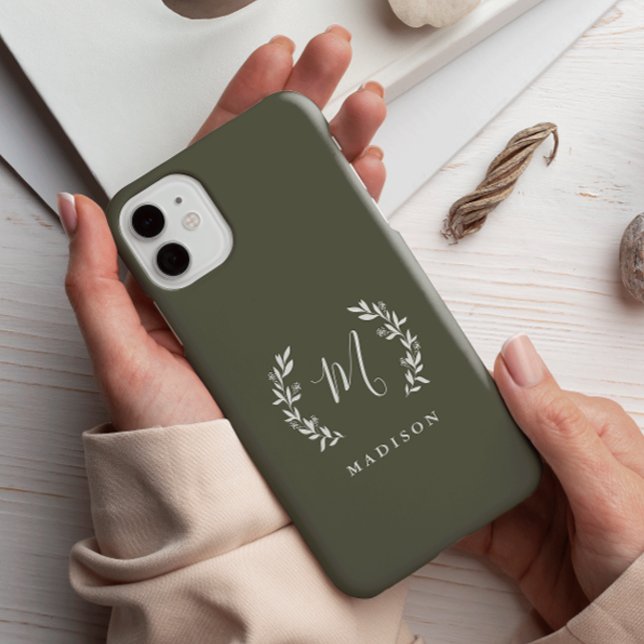 Étui monogramme nom écriture Rustic Laurel Case-Ma (Créateur téléchargé)