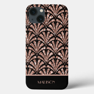 Étui motif Art déco à monogramme avec paillettes r