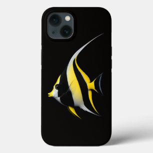 Étui noir 4 Luxe pour iPhone 13, Poisson-ange roi