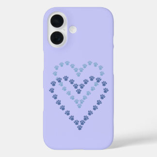Étui Paw Print Case-Mate pour iPhone 16 Bleu & Lav