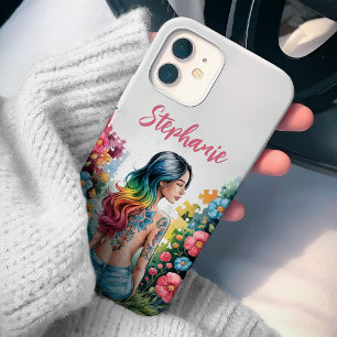 Étui personnalisé Femme Fleurs Sauvages Puzzle pou