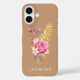 Étui personnalisé pour iPhone avec fleurs à l'aqua