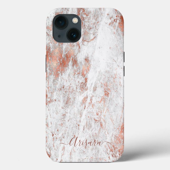Étui PixDezines en marbre blanc et faux or rose Ca (Verso)