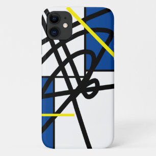 Étui pour iPhone 11 Art Abstrait Jaune Bleu