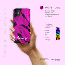 Étui pour iPhone 11 Brushy Noir & Rose | Personnal