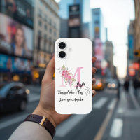 Étui pour iPhone 16 avec initiale de Maman personn