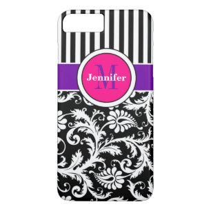Étui pour iPhone 7 Damas Rayures Rose 3