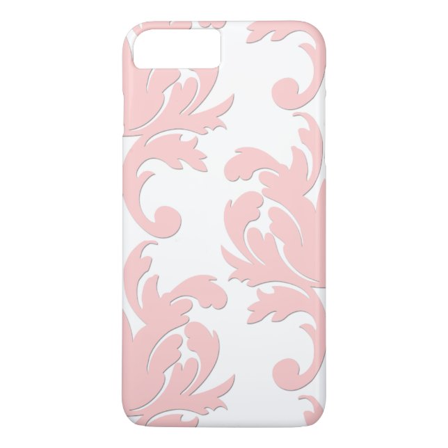 Étui pour iPhone 7 Plus à motif floral rose damass (Dos)