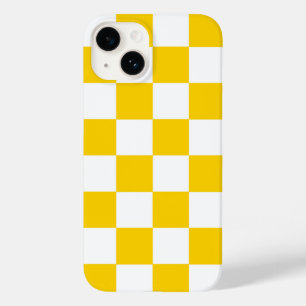 Étui pour iPhone à motif à carreaux jaune et blanc