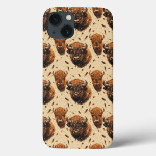 Étui pour iPhone à motif buffle et plume / boîtier