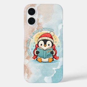 Étui pour iPhone au pingouin lisant avec fantaisie