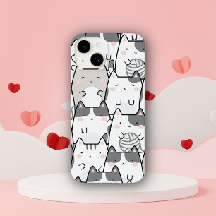 Étui pour iPhone/iPad au motif de chat kawaii mini