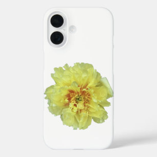 Étui pour iPhone / iPad blanc avec pivoine jaune d