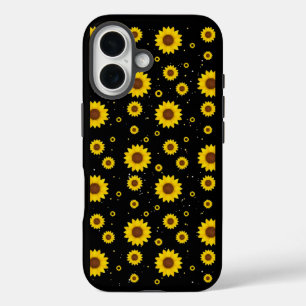 Étui pour iPhone noir à motif tournesol jaune mout