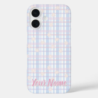 Étui pour téléphone à carreaux pastel bleu bébé -
