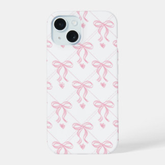 Étui rose thé clair avec noeuds pour iPhone 15