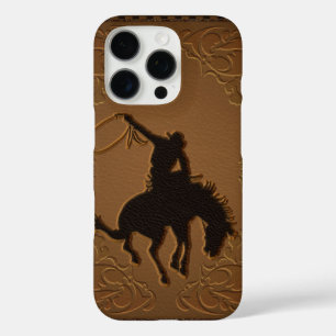 Étui téléphone cuir marron aspect sauvage ouest ru