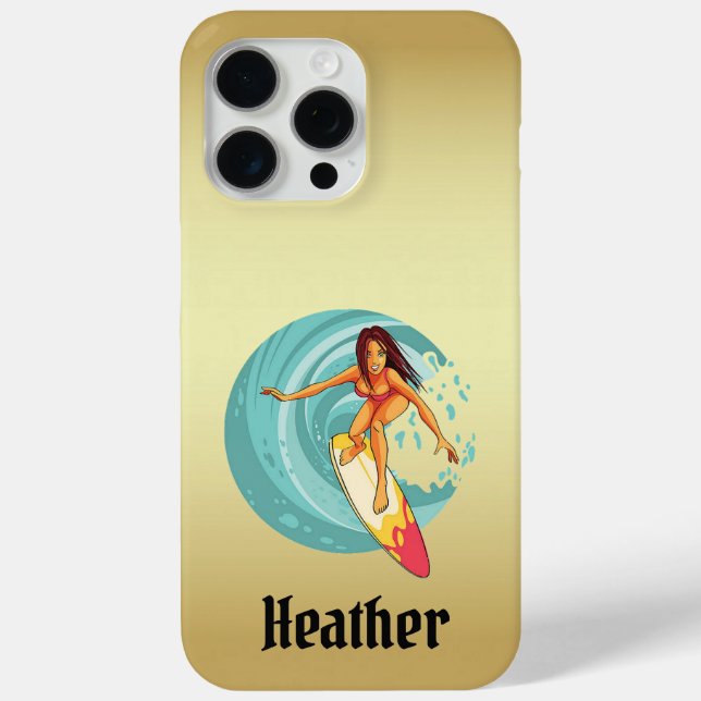 Étui Téléphone Doré Surfer Girl d'Heather (Verso)