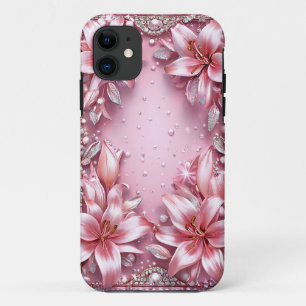 Étui téléphone floral lys rose pour elle cadeau