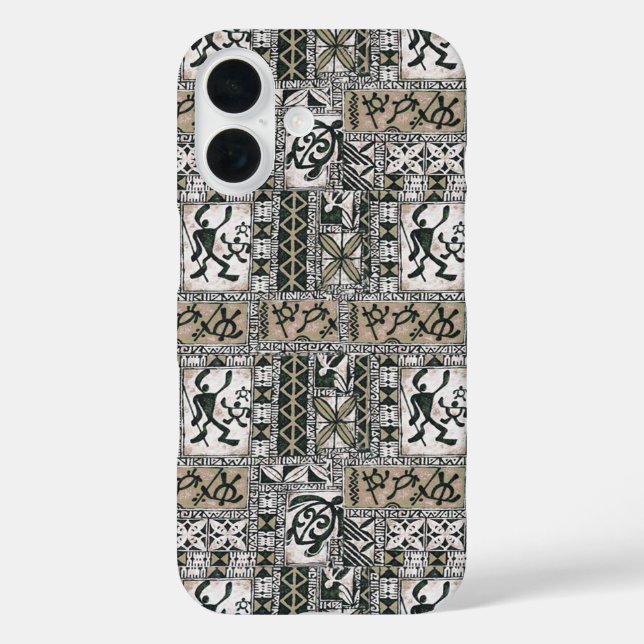Étui téléphonique Hawaïen Petroglyph Tapa (Verso)