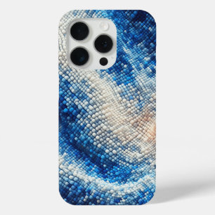 Étui vague mosaïque 3D bleue de luxe fluide bleu e