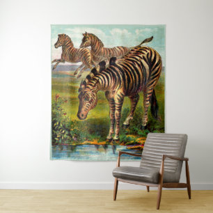 etwa 1900 Zebras-Druck Wandteppich