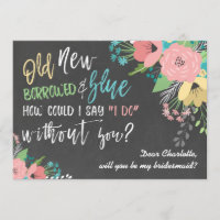 Etwas Altes und Neues Floral Chalkboard Bridesmaid