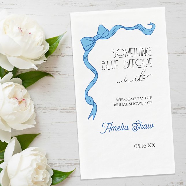 Etwas bevor ich Blue Bow Brautparty mache Serviette (Something Before I do Blue Bow Bridal Shower Paper Guest Towels)