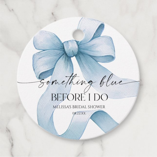 Etwas Blau bevor ich Blue Bow Brautparty mache Geschenkanhänger (Vorderseite)