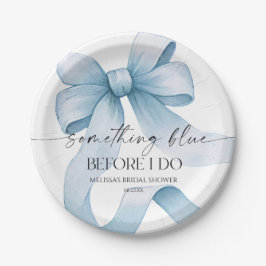 Etwas Blau bevor ich Blue Bow Brautparty mache Pappteller