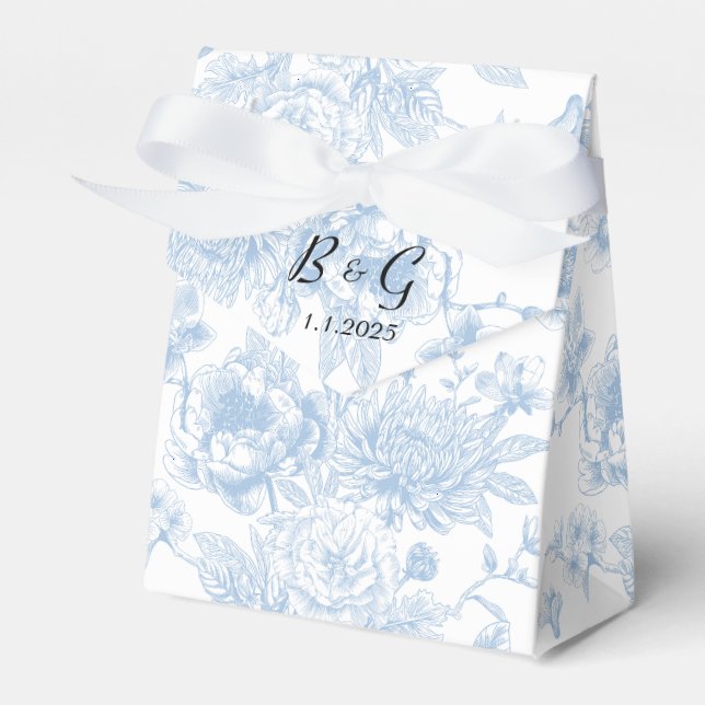 Etwas Blau, bevor ich Blue Floral Toile Geschenkschachtel (Vorderseite)