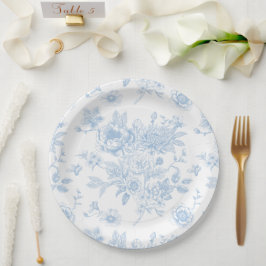 Etwas Blau, bevor ich Blue Floral Toile Pappteller