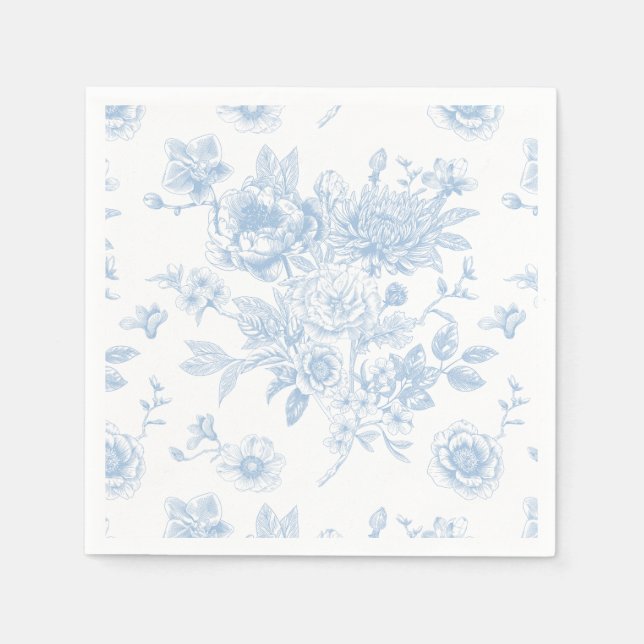 Etwas Blau, bevor ich Blue Floral Toile Serviette (Vorderseite)