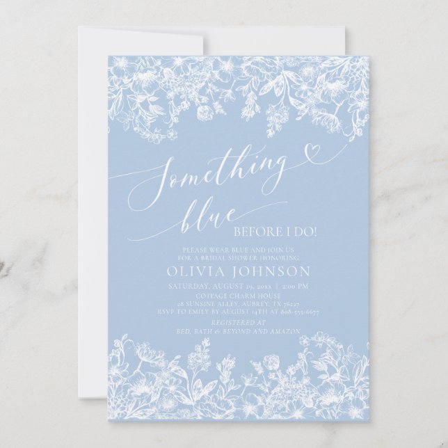 Etwas Blau, bevor ich Brautparty einladen Einladung (Vorderseite)
