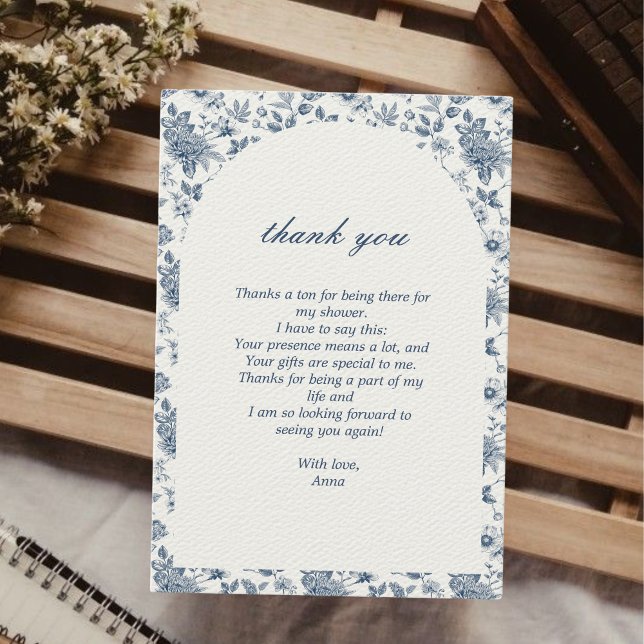 Etwas Blau, bevor ich Brautparty floral Dankeskarte (thank you bridal shower card something blue before i do" chinoiserie victorian art foile blue)