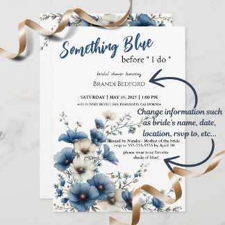 Etwas Blau, bevor ich Brautparty mache Einladung