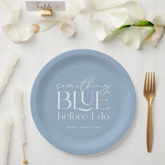 Etwas Blau, bevor ich Brautparty mache Pappteller (Hochzeit)