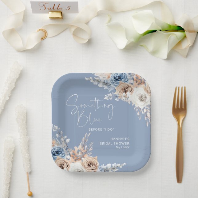Etwas Blau, bevor ich Brautparty mache Pappteller (Hochzeit)