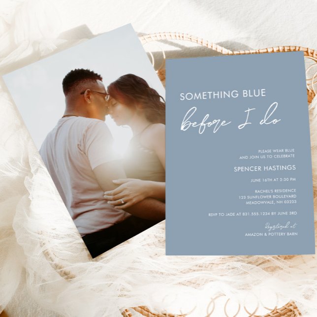 Etwas Blau, bevor ich Brautparty modern Einladung (Something blue before I do photo dusty blue bridal shower invitation)