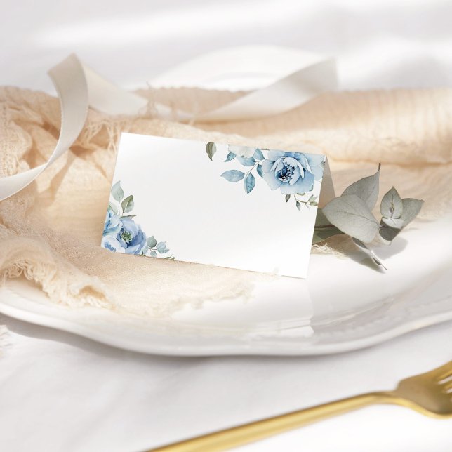 Etwas Blau, bevor ich dustig blaue Blüten Platzkarte (Von Creator hochgeladen)