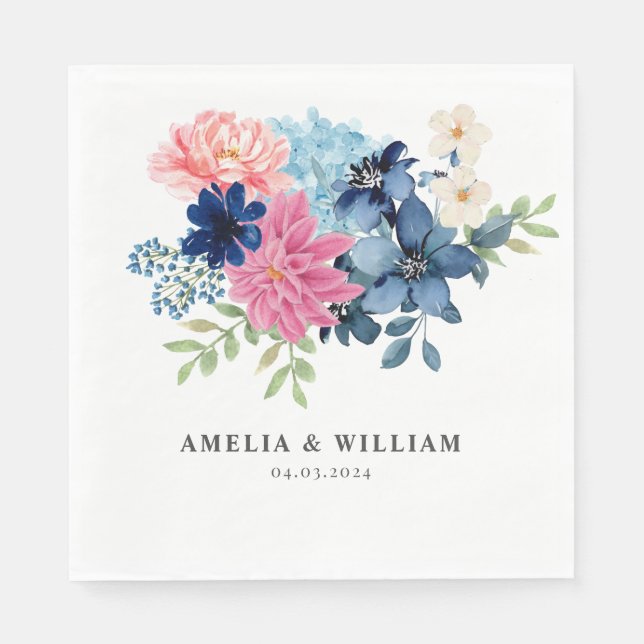 Etwas Blau bevor ich florale Hochzeit Serviette (Vorderseite)
