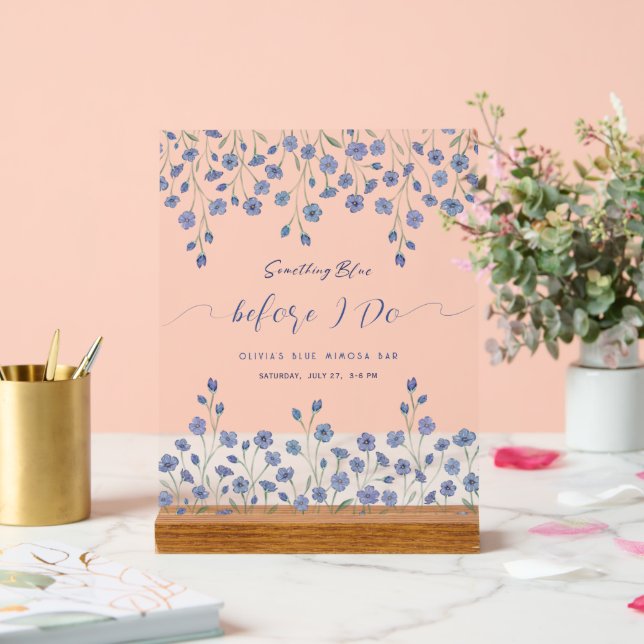 Etwas Blau, bevor ich florales Brautparty mache Acrylschild (Hochzeit)
