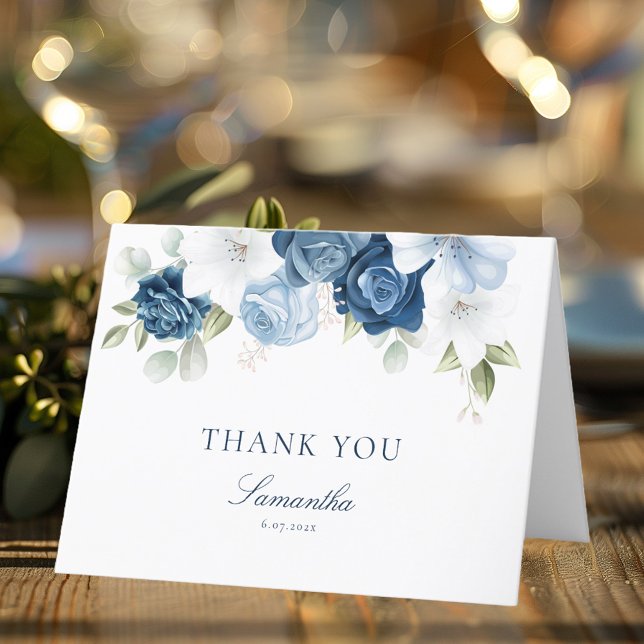 Etwas Blau, bevor ich florales Brautparty mache Dankeskarte (Something Blue Before I Do Floral Bridal Shower Thank You Card)