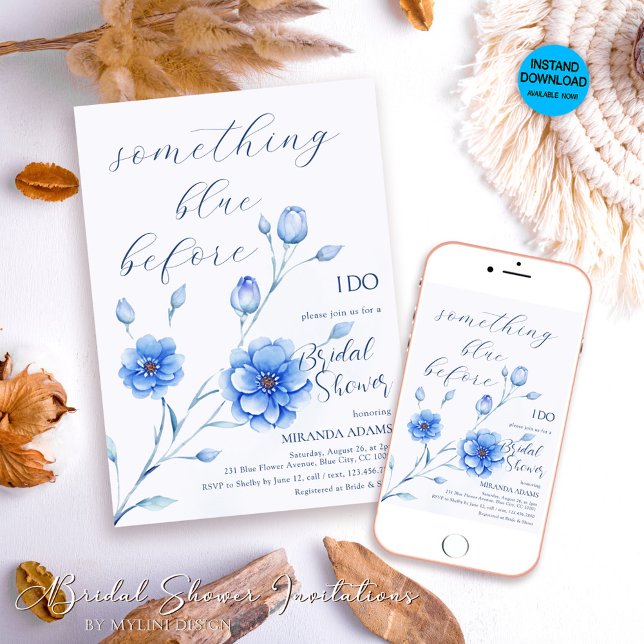 Etwas Blau, bevor ich florales Brautparty mache Einladung (Von Creator hochgeladen)