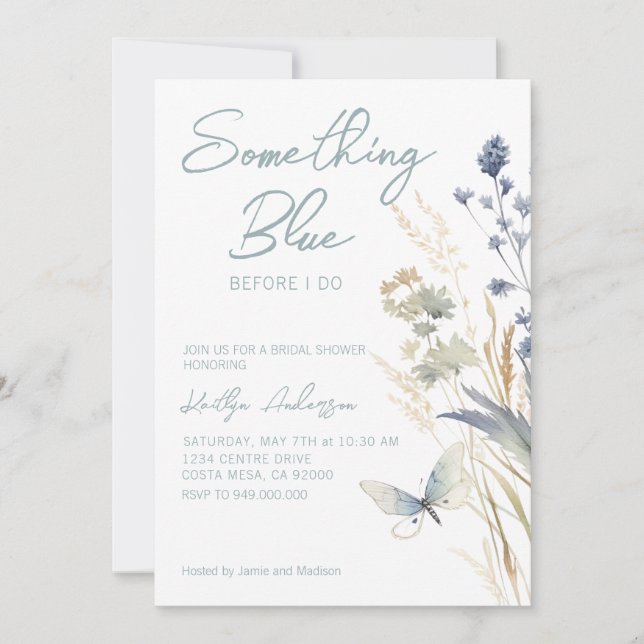 Etwas Blau, bevor ich florales Brautparty mache Einladung (Vorderseite)