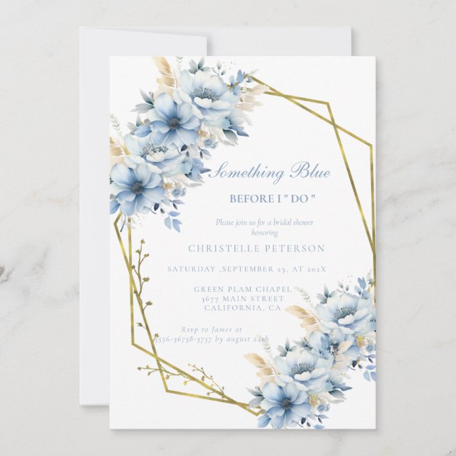 Etwas Blau bevor ich florales Brautparty mache Einladung (Vorderseite)