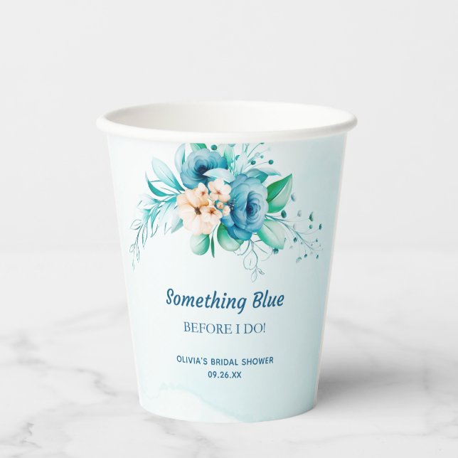 Etwas Blau, bevor ich florales Brautparty mache Pappbecher (Vorderseite)