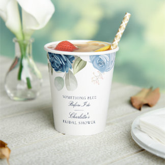 Etwas Blau, bevor ich florales Brautparty mache Pappbecher