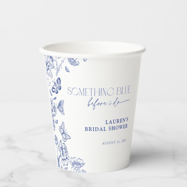 Etwas Blau, bevor ich florales Brautparty mache Pappbecher (Vorderseite)