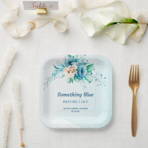 Etwas Blau, bevor ich florales Brautparty mache Pappteller